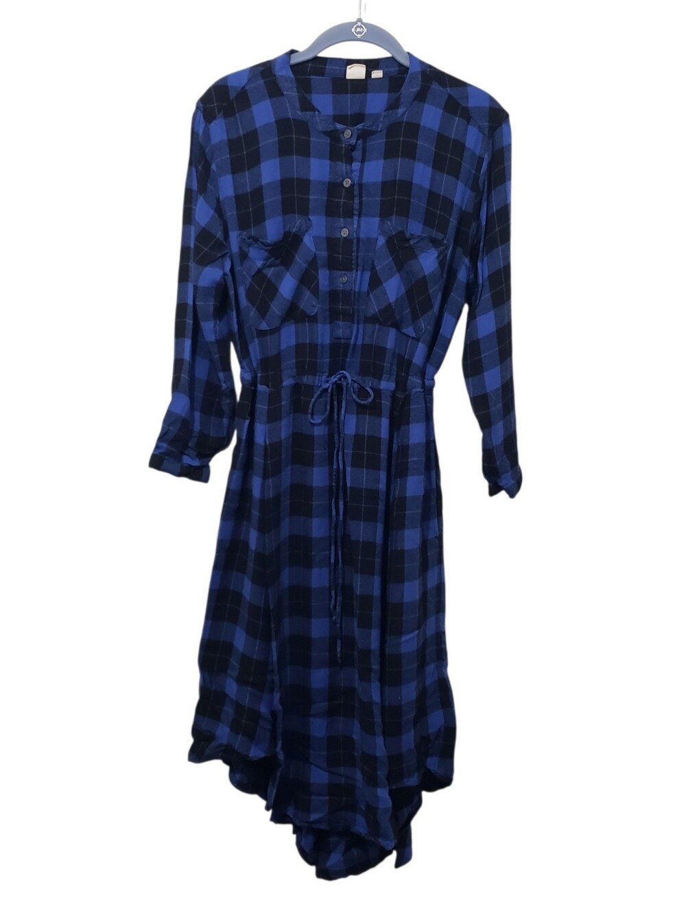 GAP Blue Black Plaid Long Sleeve Shirt Dress w/pockets | Medium